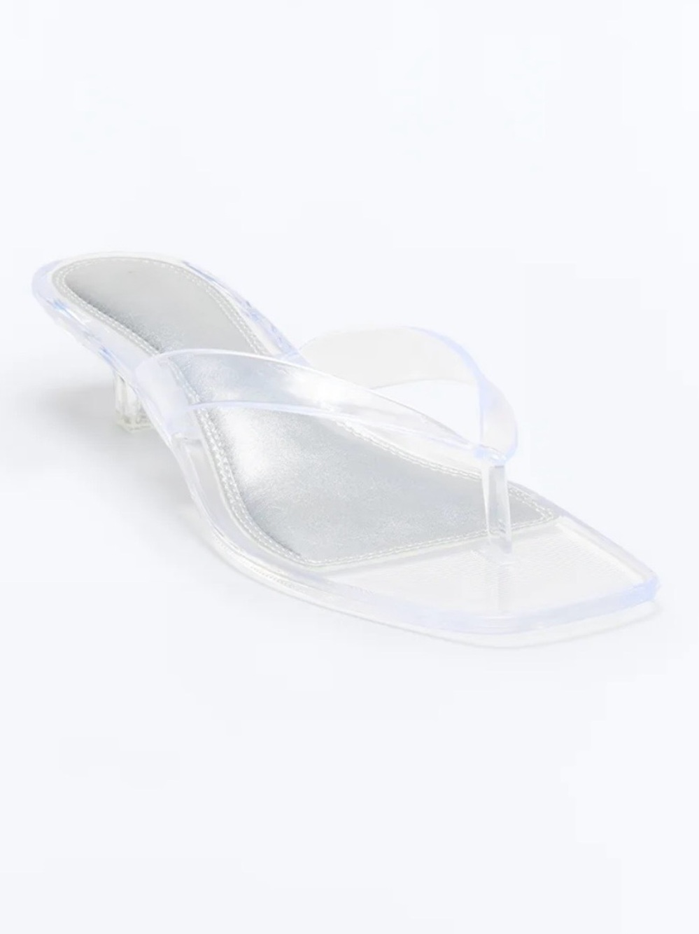 NEW Clear Kitten Heel Thong Sandal - Transparent